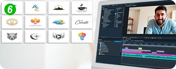 Custom logos and video editing interface for Google Business and social media marketing.