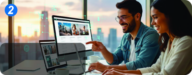 Business team designing a modern website that converts visitors into paying customers with 24/7 support and professional maintenance.